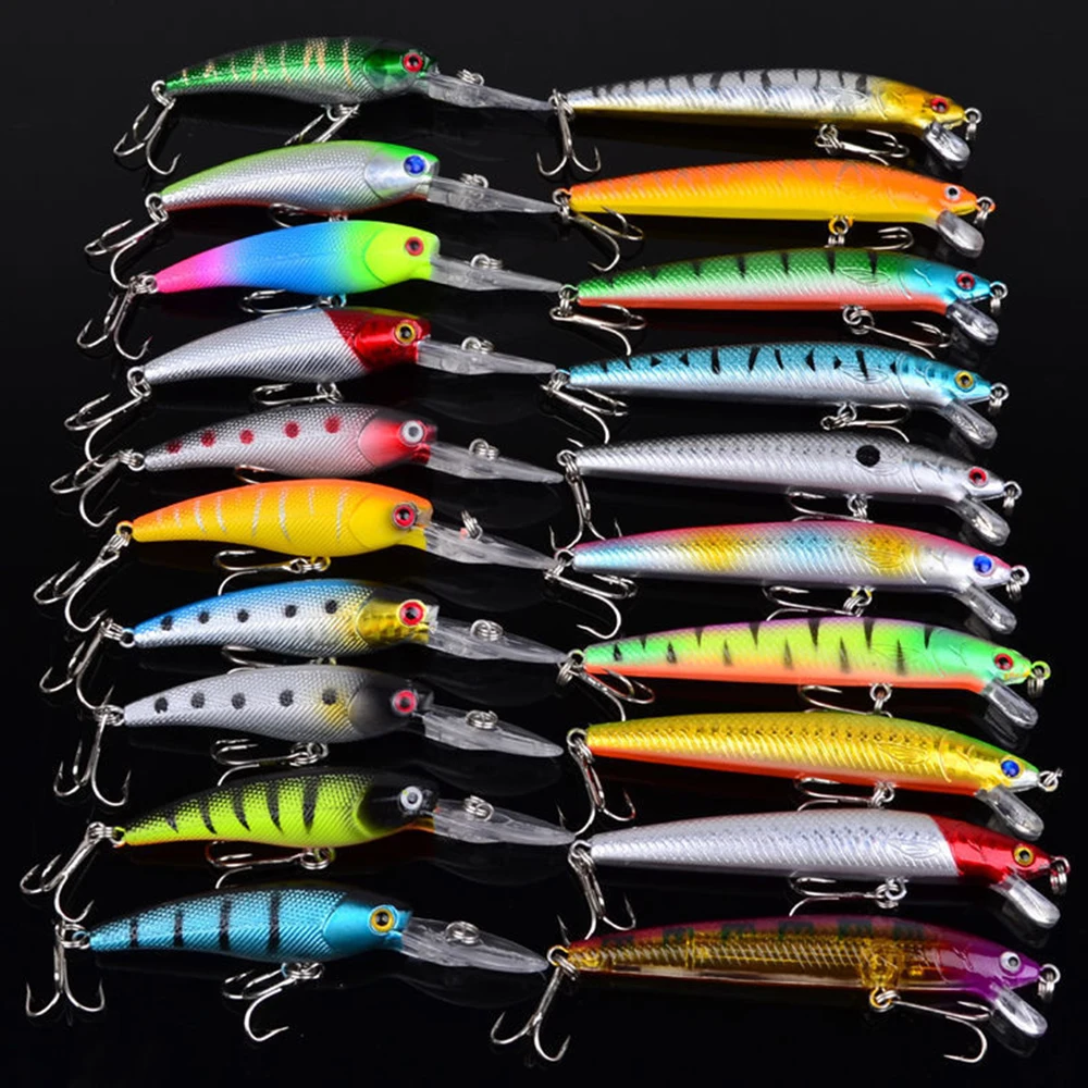 

20pcs/set Fishing Lure Minnow Crankbait Wobblers 3D Eyes Perch Artificial Bait Pike Carp Bait Swim Bait Fishing Pesca XA238G