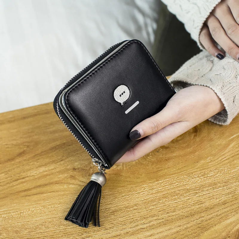 Zipper Wallet Female Short Student Korean Version Cute Small Fresh Simple Multifunctional Two Folding Purse Anime | Багаж и сумки