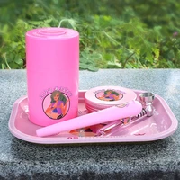 lady hornet weed tobacco kit zinc alloy herb grinder metal rolling tray plastic metal airtight herb container rolling machine