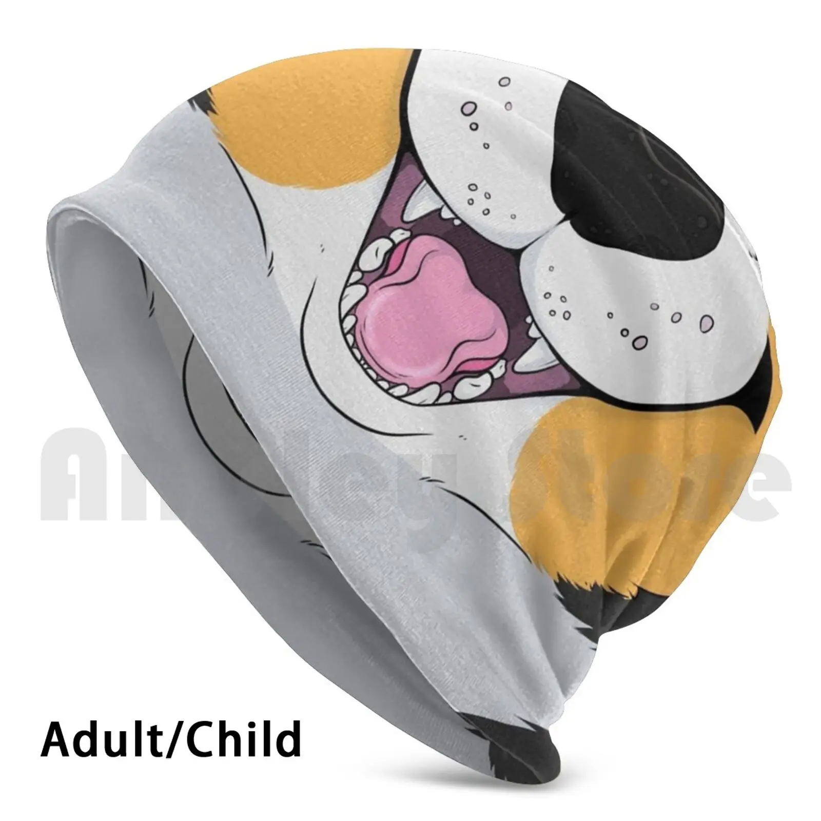 

Трёхцветная шапка с изображением мордочки корги 2882 шапка Corgi Black Corgi Pembroke Furry Rhari Dog трёхцветная