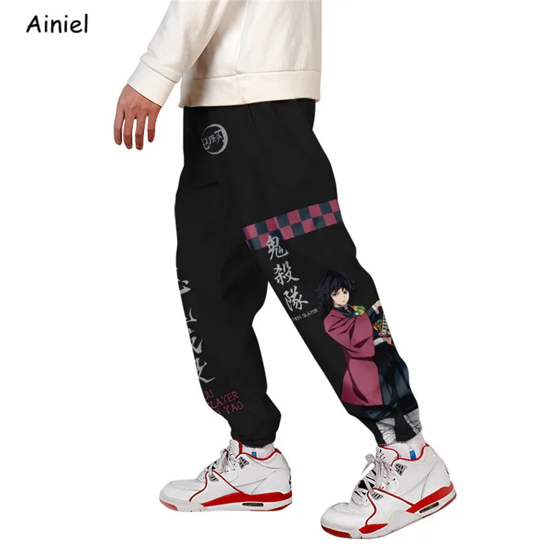 Anime Demon Slayer Pants Kimetsu No Yaiba Blade Costumes Carnaval Women Men 3D Print Loose Cropped Trousers Overalls Boys | Тематическая