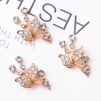 50pcs 1531mm gold color new fashion alloy material crystal butterfly shape charm for diy handmade jewelry making wholesale