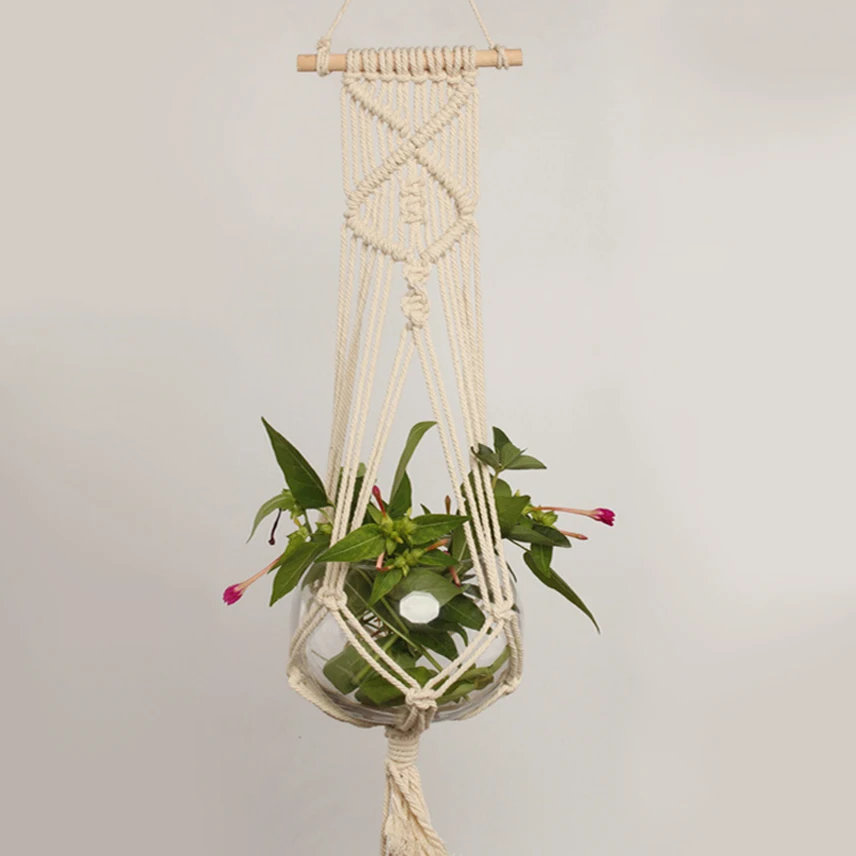 

Hanging Pots Balcony Planter Courtyard Decoration Handmade Rope Net Basket Plant Holder Indoor Pendant Flowerpot Boho Home
