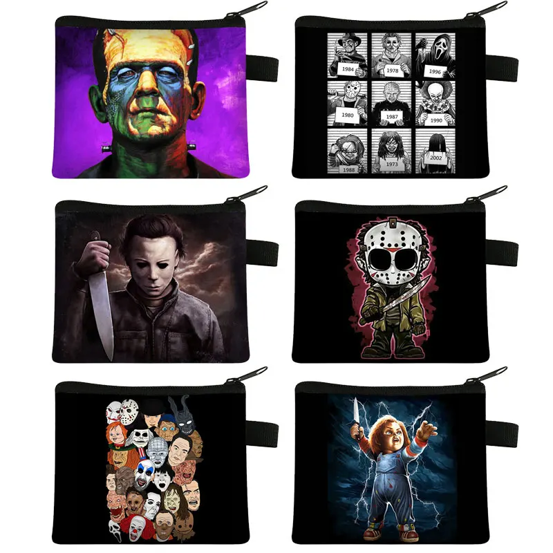 

Classic Horror Movie Character Michael Myers / Jason / Freddy Krueger / Chuck Coin Purse Unique Mini Wallet Key Credit Card Bag