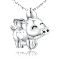 xiaojing 925 sterling silver cute flying pig pendant chain necklace with heart for women fashion jewelry gifts free shipping