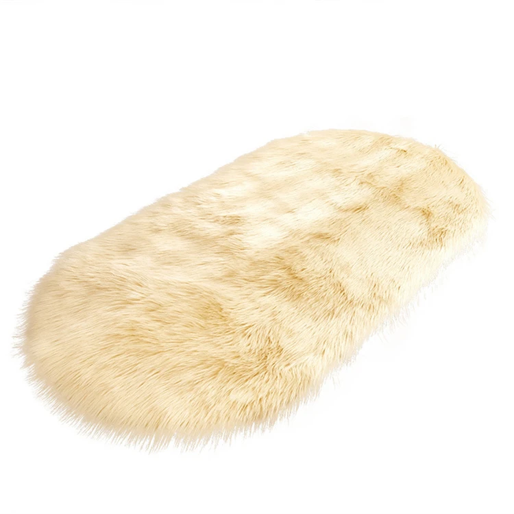 Oval Fur Faux Artificial Sheepskin Carpet Washable Seat Pad Fluffy Rugs Hairy Wool Soft Warm Carpets For Living Room - Color: M