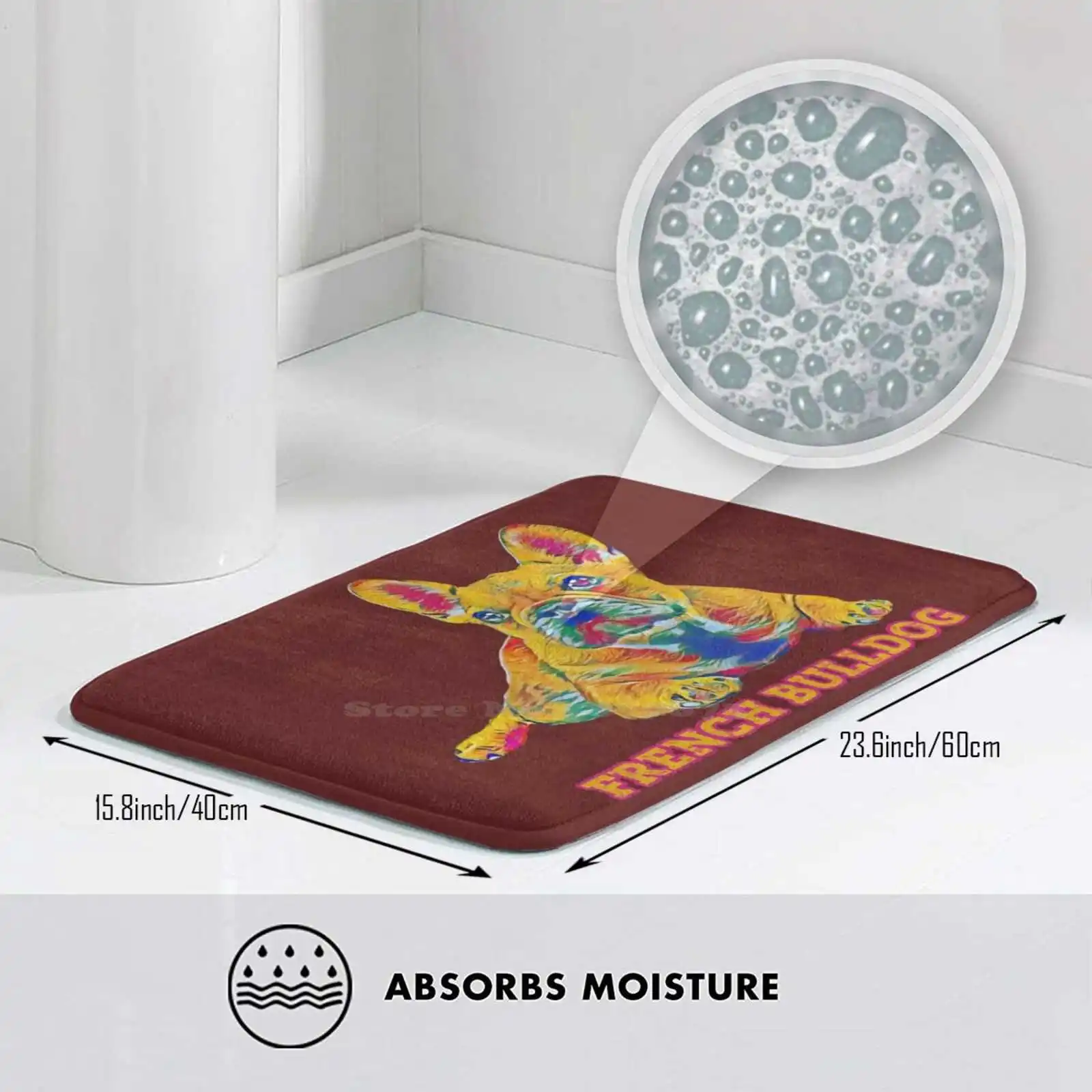 Мягкий интересный комнатный коврик с изображением французского бульдога папы