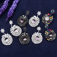 larrauri fashion jewelry trendy leaves crystal earrings for women luxury trendy statement drop dangle earrings boucle doreille