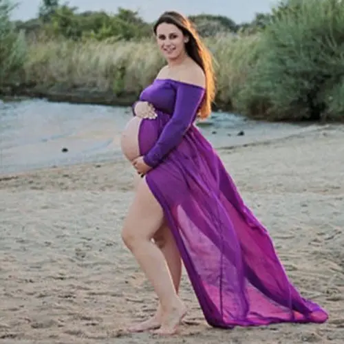 Летнее Длинное Платье Макси для беременных женщин сексуальные шифоновые с