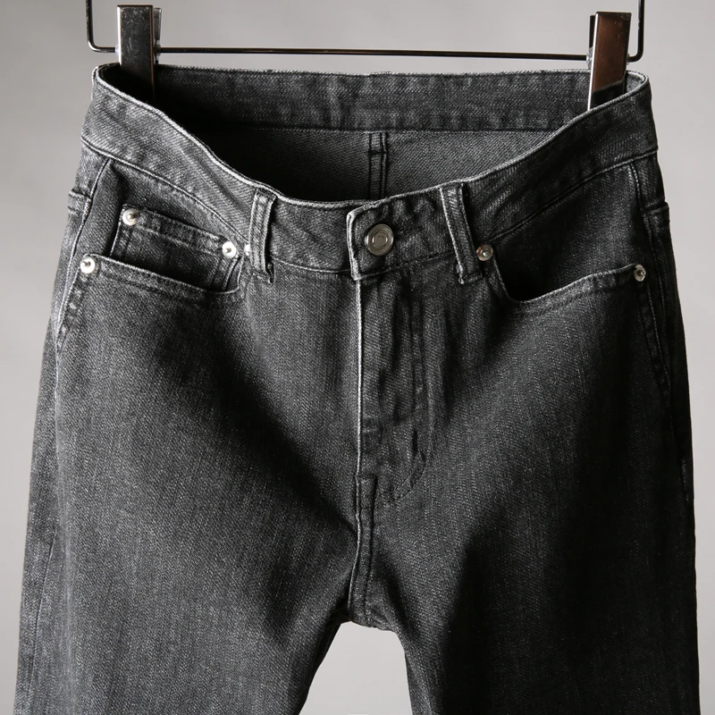 

Teqing versatile comfortable stretch men's spring autumn simple fit wash jeans men's black grey pants men's