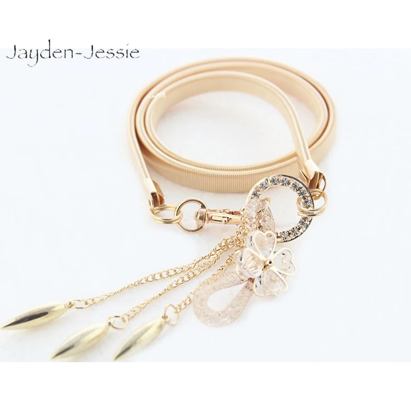 Женский высококлассный Золотой Эластичный пояс с четырьмя листьями ручная