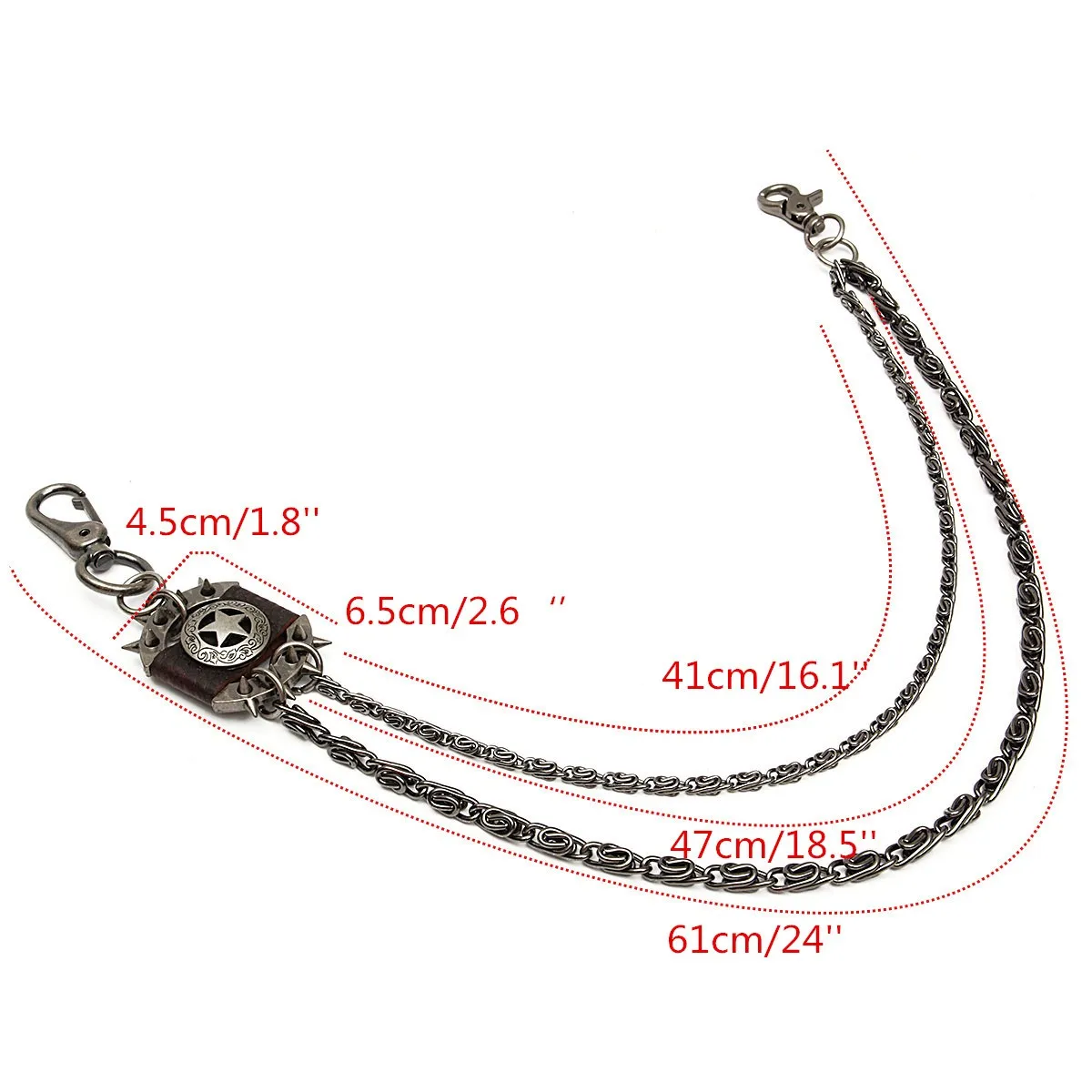 

61CM Fashion Men Brown Iron Wallet Chain Biker Trucker Punk Heavy Metal Jean Chain For Apparel Matching Decorative Accessory