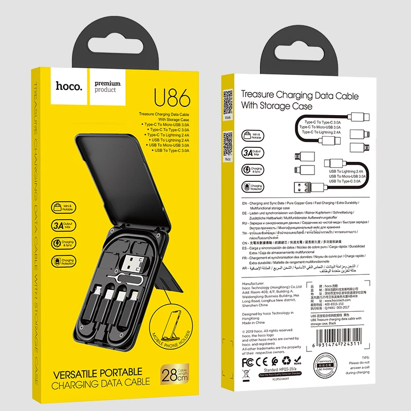 hoco зарядный кабель usb для lightning micro type c адаптер iphone xiaomi huawei чехол хранения