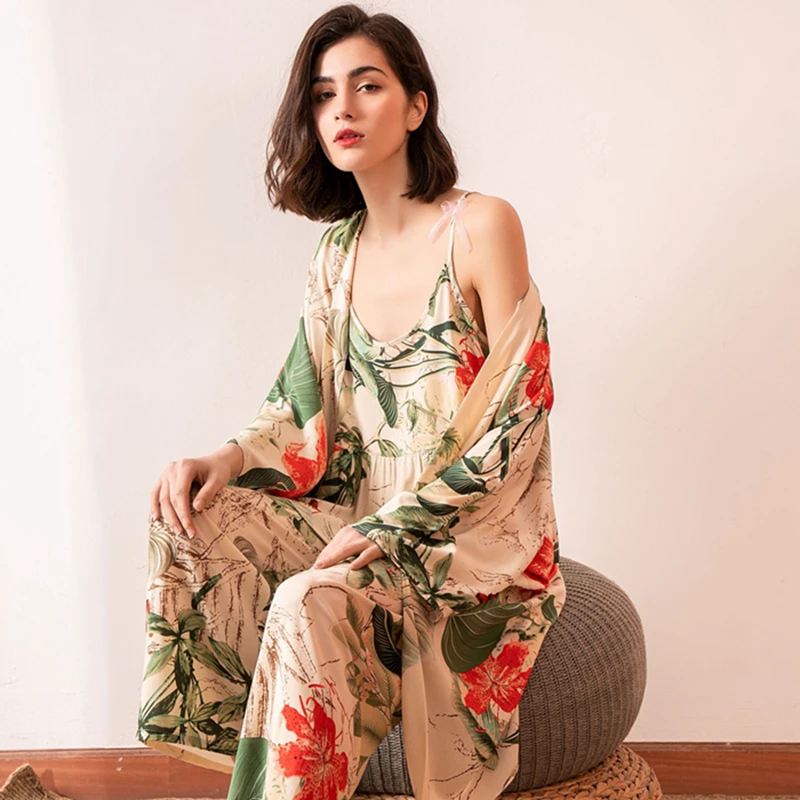 Пижамный комплект July's Song женский из 3 предметов вискозная свободная Пижама с