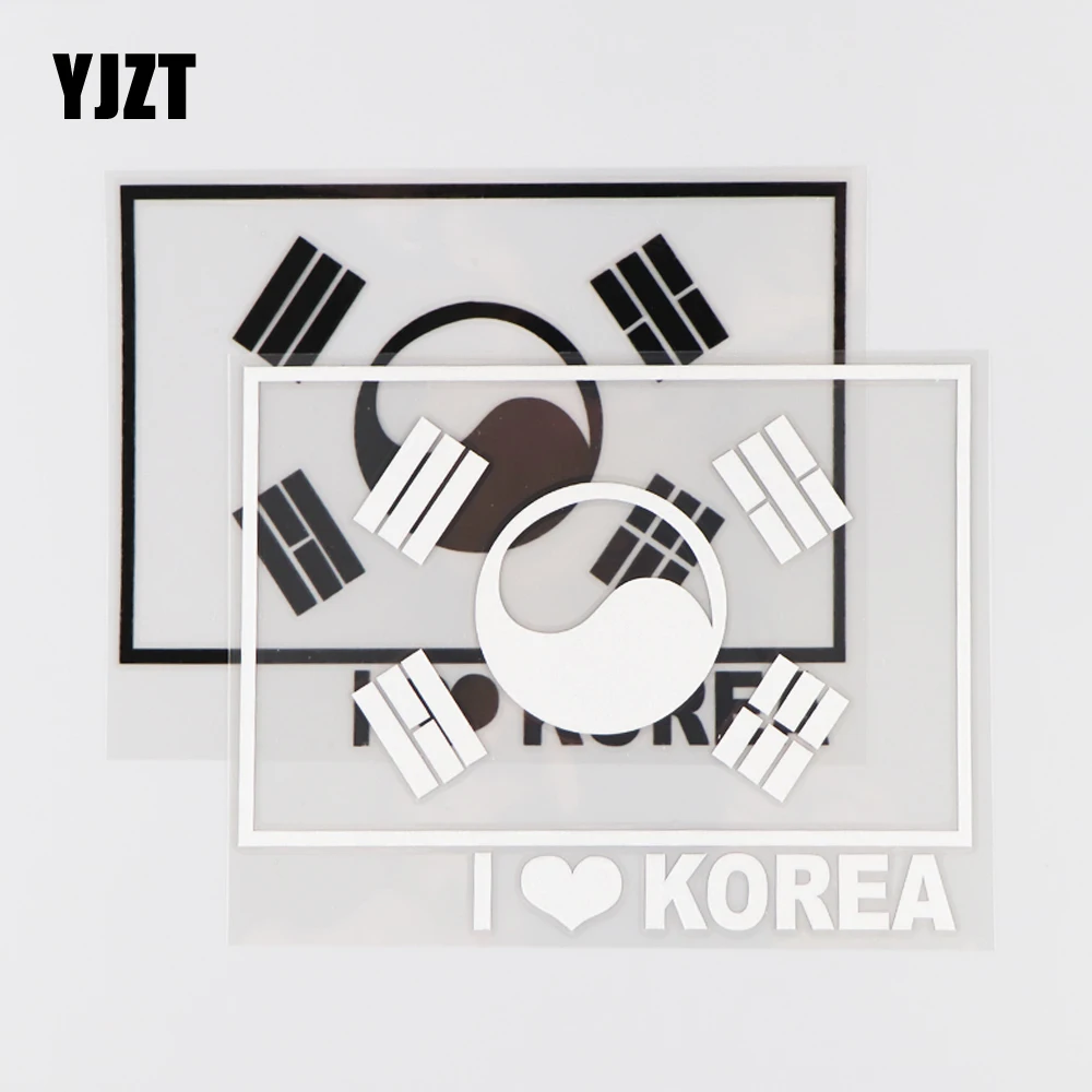 

YJZT, 14,7 × 11,3 СМ, I LOVE, Корейская Автомобильная наклейка, виниловая наклейка, Мультяшные аксессуары, флаг, черный/серебристый, 4C-0354