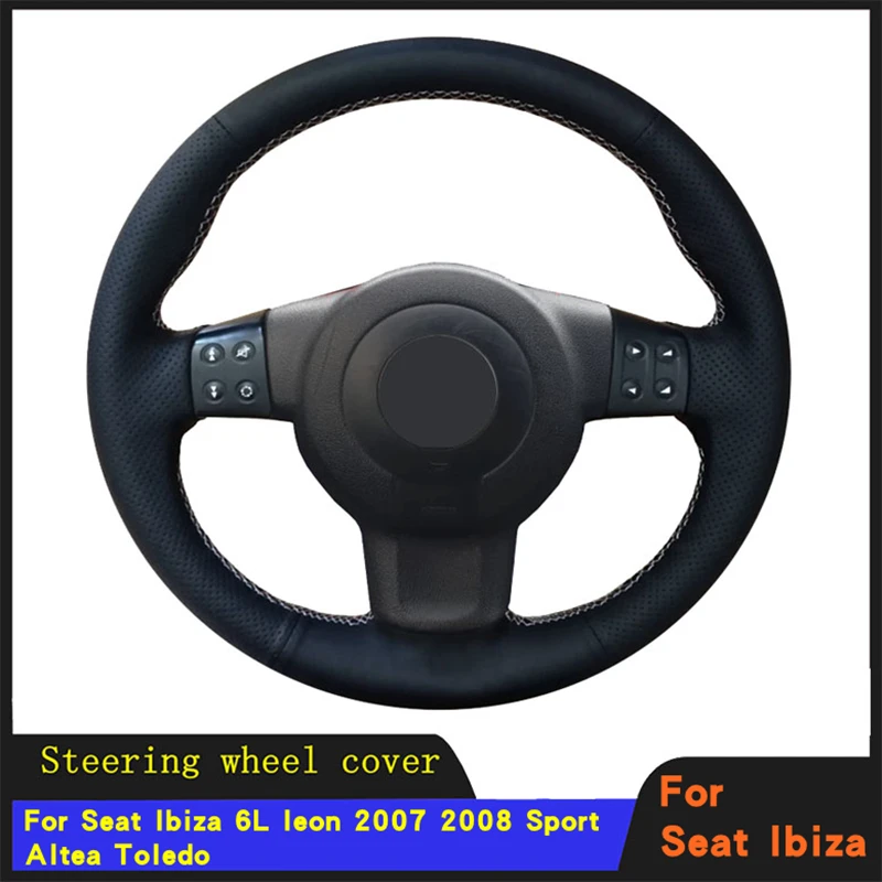 

DIY Car Accessories Steering Wheel Cover Braid Wearable Genuine Leather For Seat Ibiza 6L leon 2007 2008 Sport Altea Toledo