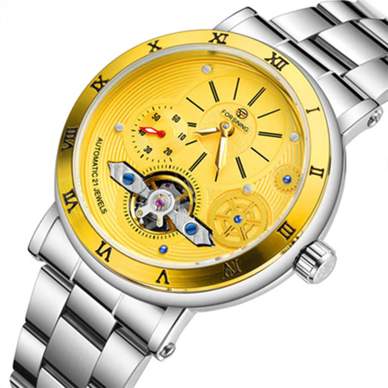 

Новинка, модные мужские механические часы, полые часы для отдыха зеркало из плексигласа в Европе и США 2021