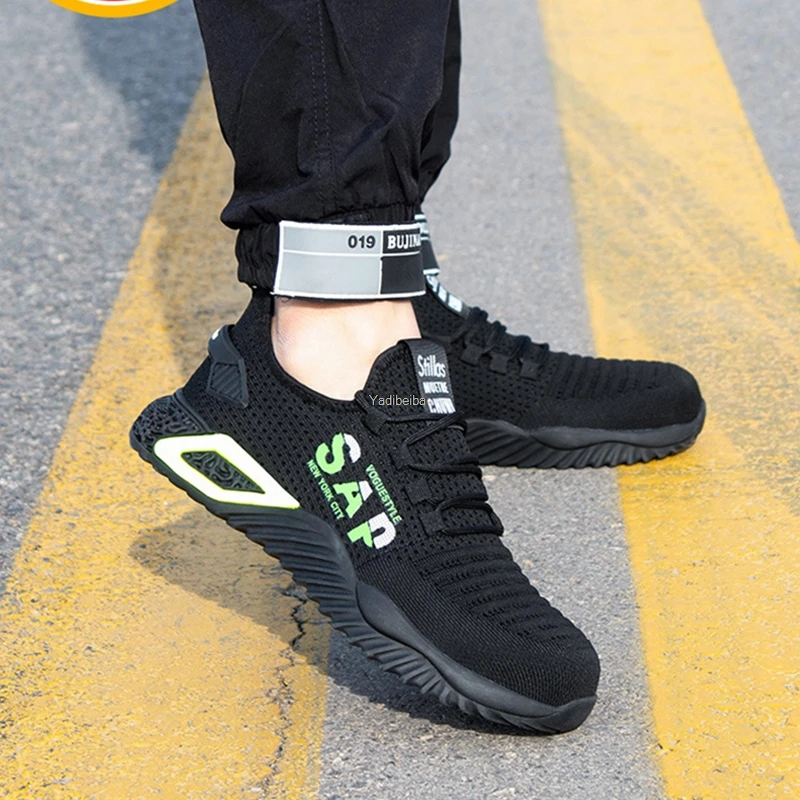 

Men's Safety Shoes With Steel Toe Work Shoes Male Breathable Working Sneakers Lightweight Anti-Puncture Safety Work Boots Man