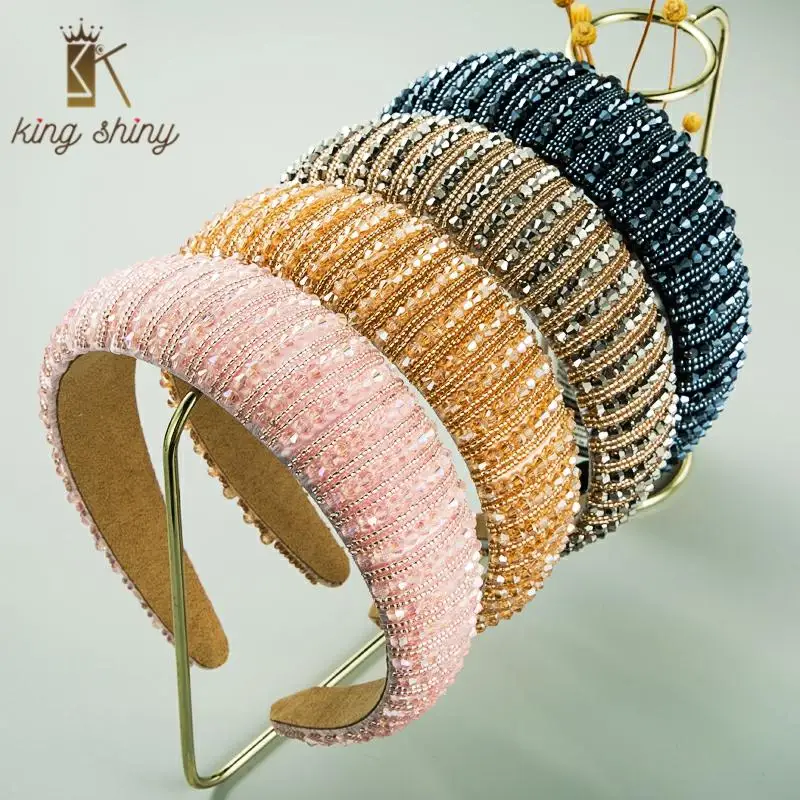 

Gorgeous Baroque Full Color Crystal Wide Headband for Woman Elegant Sparkly Beaded Hairband Woman Wedding Party Hair Accessories