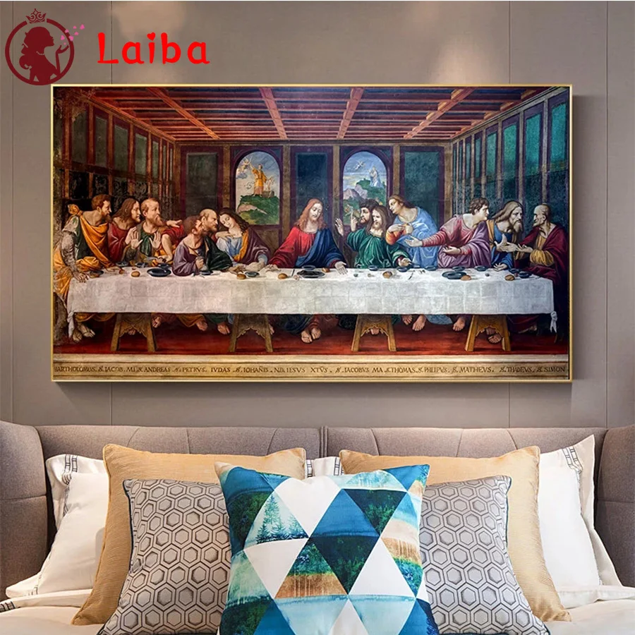 

Diamond Embroidery Famous art last supper religion of jesus Diamond Painting Full Square round drill Mosaic Cross Stitch Art