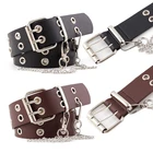 Ремень женский из искусственной кожи с металлической пряжкой, с двойными Люверсами