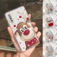 elk snow christmas new year gifts phone case transparent for xiaomi redmi note 9 7 4 8 8t 10 cc9e 11ultra t lite play pro 4g 5g