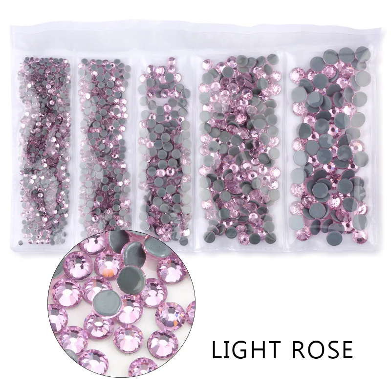 light rose AAA SS6-SS30 смешанный размер 1200 шт./лот исправление хрусталя и искусственного алмаза стекло высокого качества кристаллы и камни для одежды DIY Стразы - Цвет: light rose
