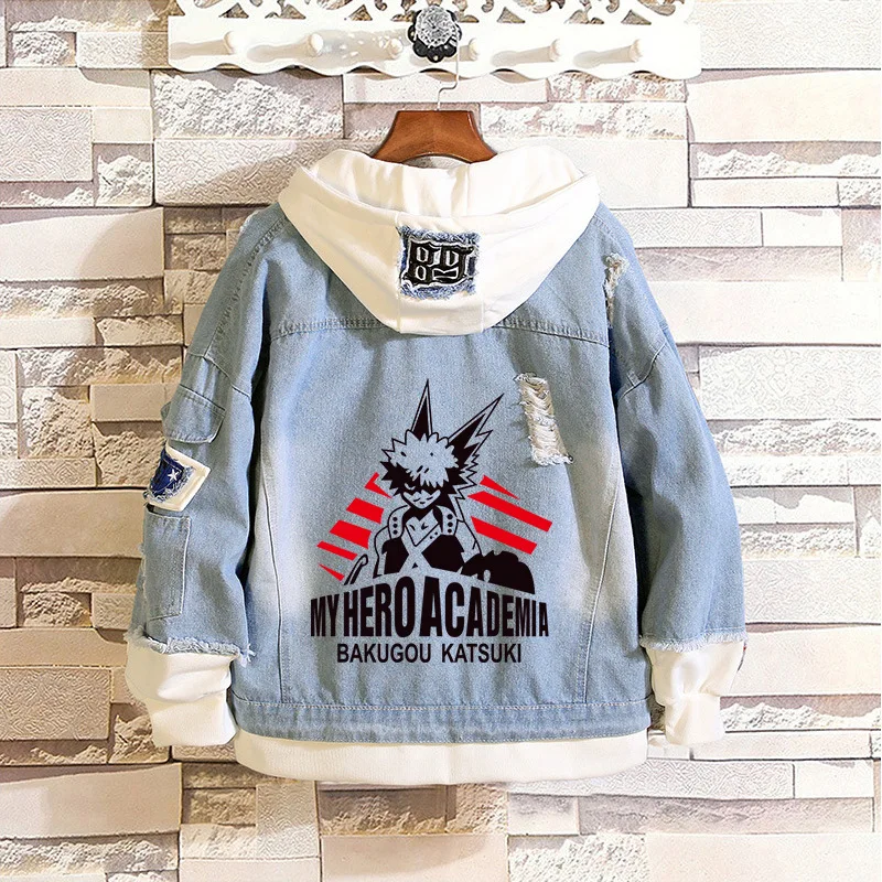 

Funny New Mannen vrouwen denim boku jacket not my hero academia anime cosplay kostuum todoroki shoto jeans jas Teenage Jackets