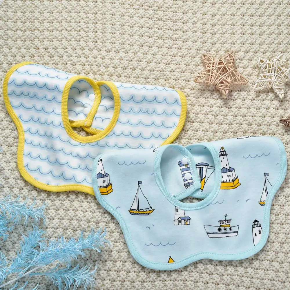 

Baby Bib 2pcs 360Rotate Baby Neck Drool Bibs Petal Shape Soft Baby Bib Newborn Baby Cotton Saliva Towel