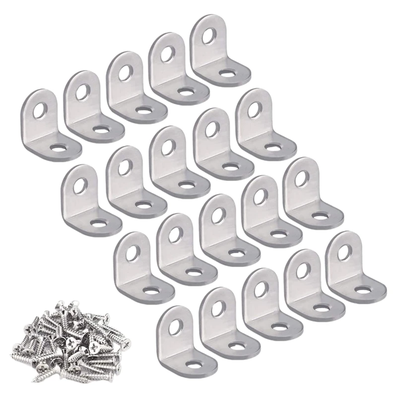 

20 Pcs Stainless Steel L Bracket Corner Brace Joint Right Angle Bracket Fastener L Shaped Corner Fastener Joints Bracket