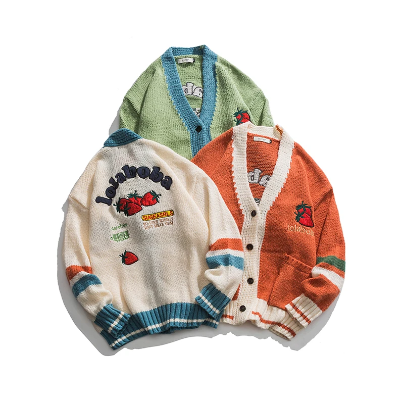 

2021 Men's Fall New Cardigan Strawberry Sweater