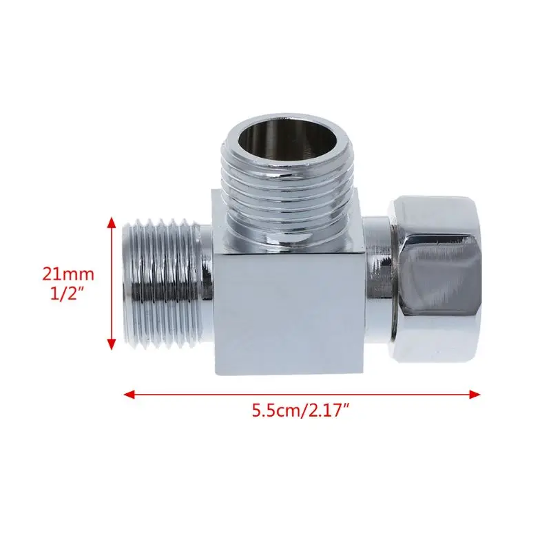 

1/2" Brass Chrome 3 Way Diverter Hose Fitting Tee T Shape Adapter Bath Connector K3KA