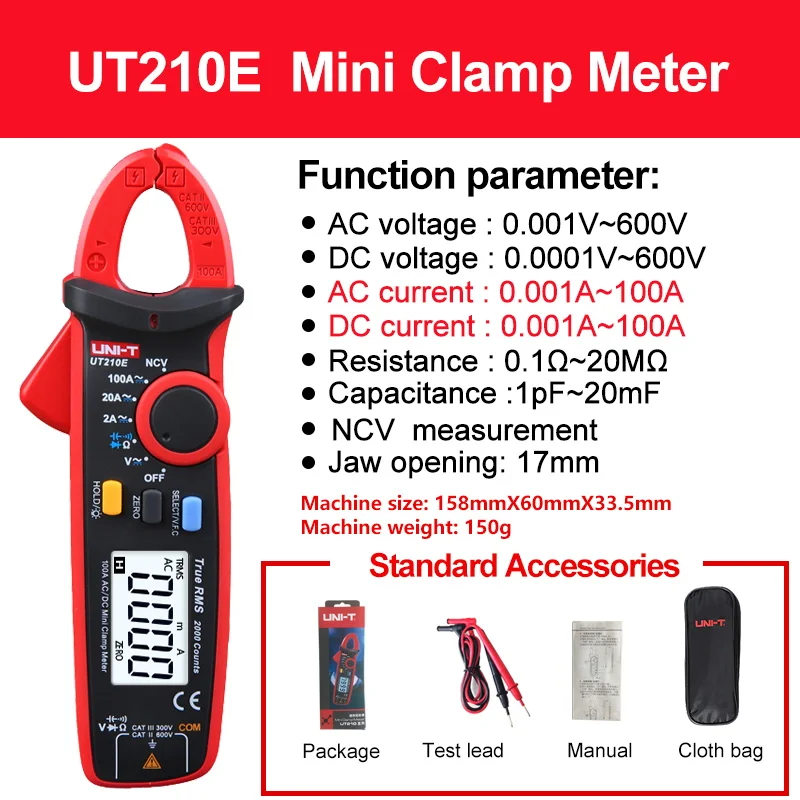 

UNI-T UT210C/E/D Цифровые клещи мультиметры