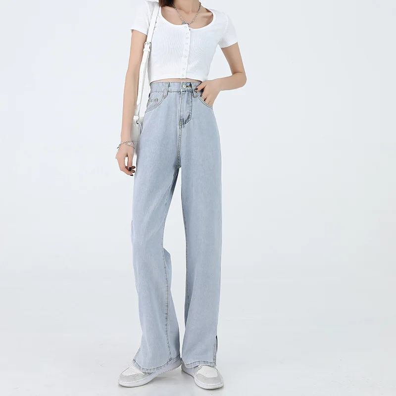 

Light-colored jeans, split jeans, wide-leg jeans, handsome jeans, boyfriend pants, mother pants,women's spring/summer 2021 newin