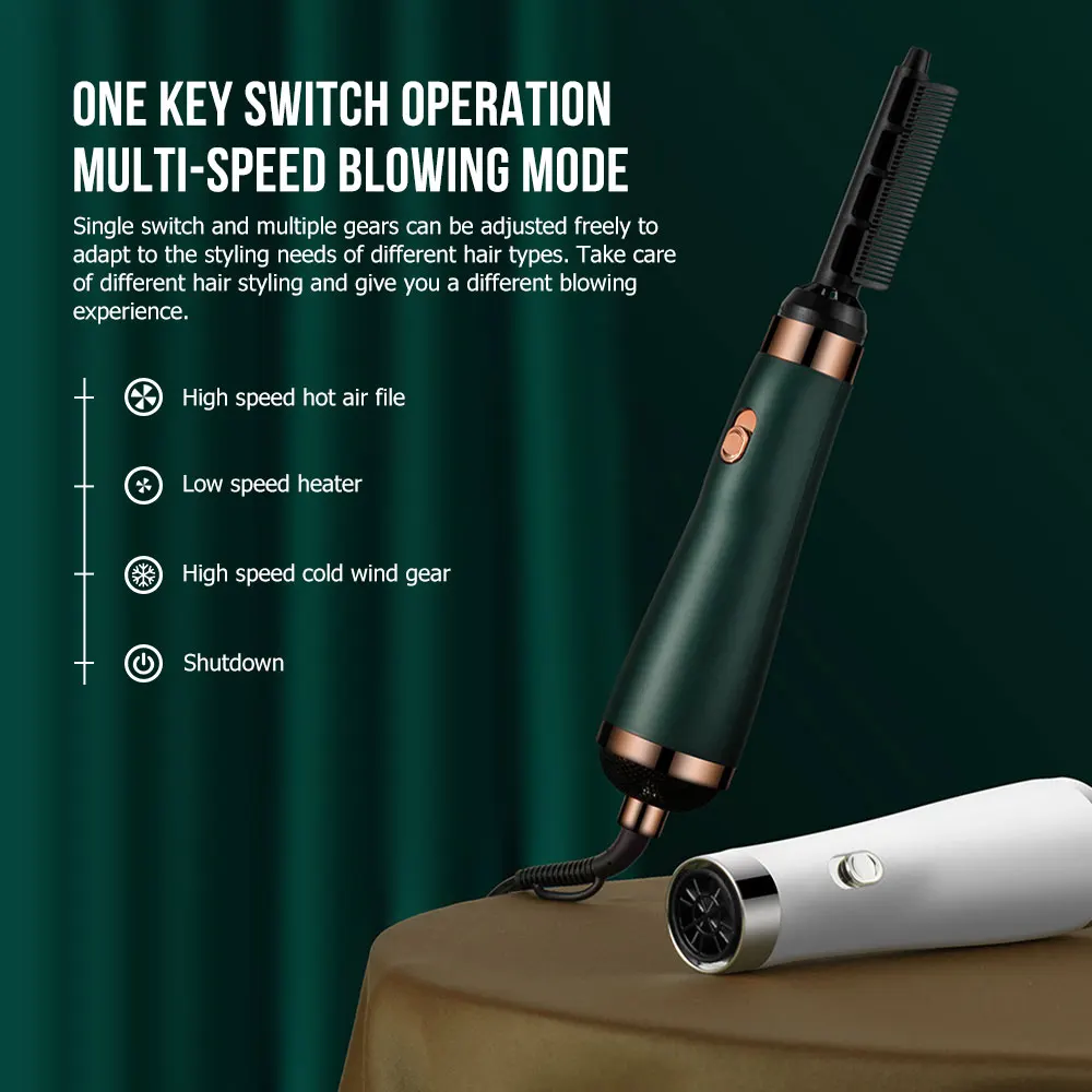 

Multifunctional Hair Dryer Brush 3 in 1 Hair Straightener Portable Hot Comb Hair Curler Brush Dry Wet Curly USB Rechargeable