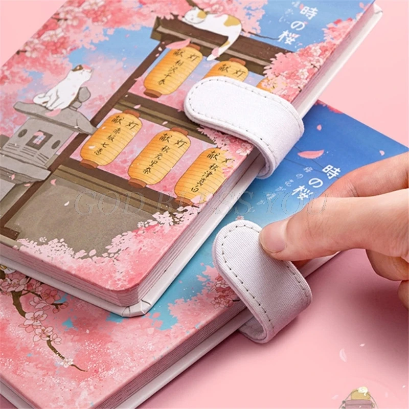 

Sakura Series Notebook Writing Pads Ins Style Notebook for Girls Magnetic Buckle Notebook Diary School Office Supplies