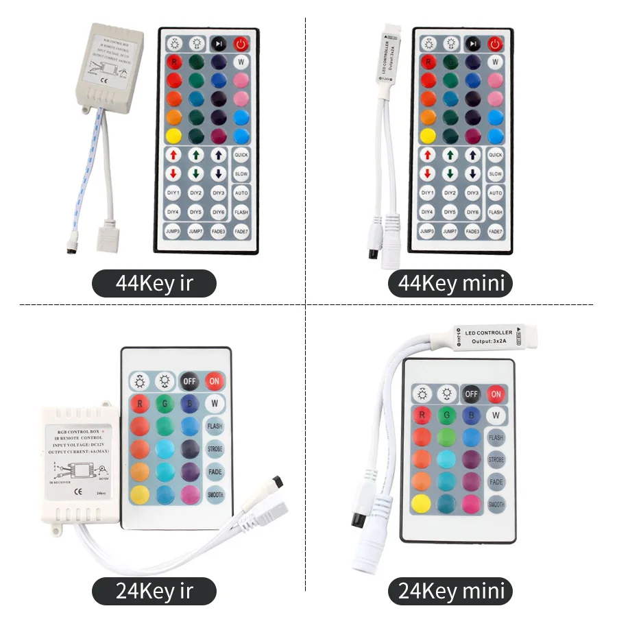 

DC 12V Rgb LED Strip Controller Remote 24Key 44Key Mini IR Box Rgb led controller Remote 24key RGB Controller Remote Magic Home