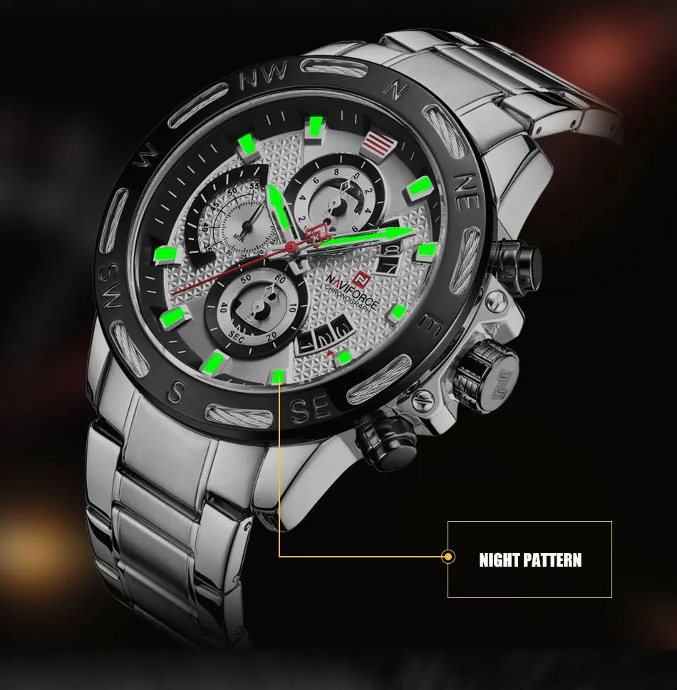 Часы наручные NAVIFORCE Мужские кварцевые модные повседневные Роскошные Аналоговые
