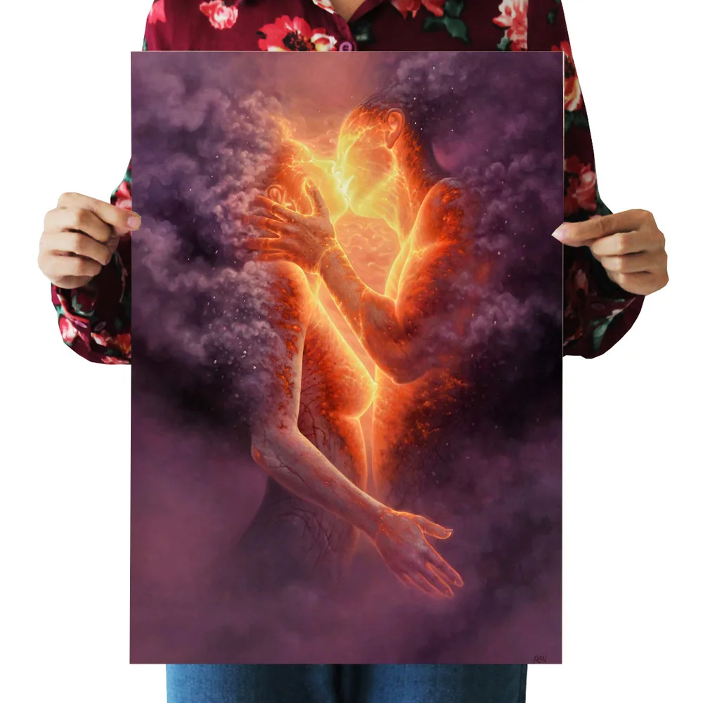 

Volcano kiss creative poster decorative painting Art Print Wall Art Here Is To The Crazy Ones Quote Think different Print Poster