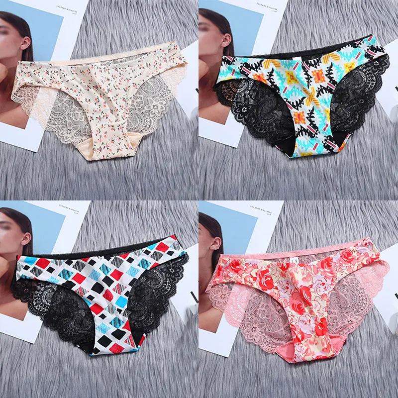 

Sexy Lingerie Ladies Cotton Mesh Transparent Panties Summer Breathable Underwear Women Fashion Low-Rise Seamless Briefs