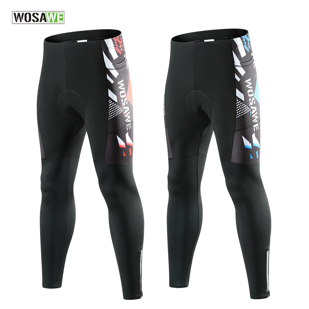 

WOSAWE Mens Winter Cycling Pants Fleece Gel Padded Road Bike Long Legging Tights with 3-Pockets for Outdoor Riding Bicycle