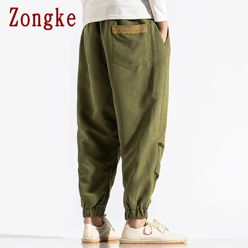 Zongke мужские брюки с эффектом потертости, брюки для бега, мужские брюки, уличная одежда, спортивные штаны, штаны-шаровары, мужские брюки, 5XL, хип-хоп,, Осенние, новые