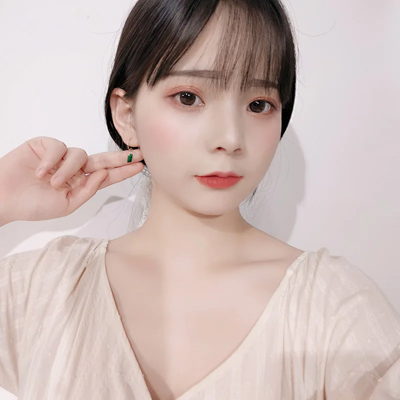 Винтажная Капля воды свежий зеленый хрустальный камень длинные серьги