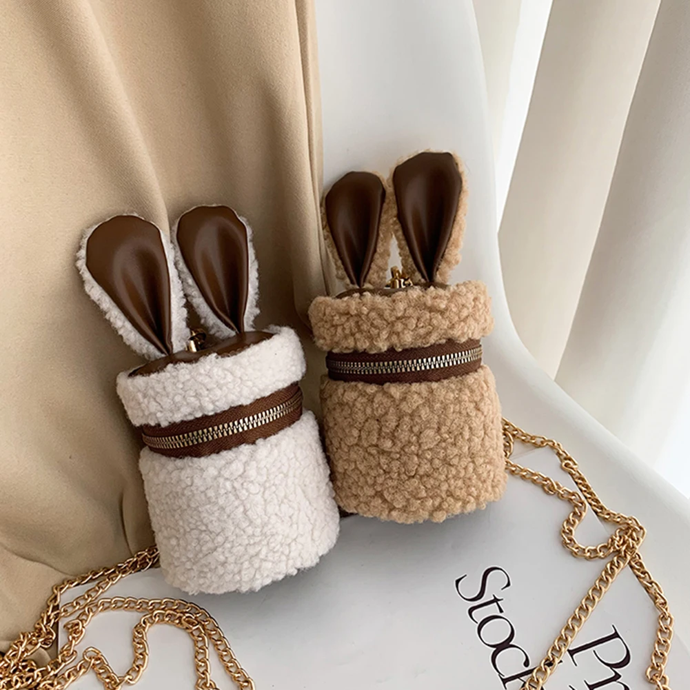 

Fashion Plush Solid Color Crossbody Bags for Women Cute Rabbit Ear Shape Casual Shoulder Bags Female Small Messenger Handbags