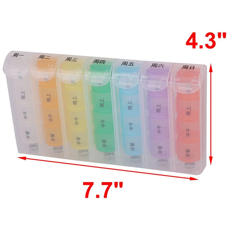 

28 Grids Spring Pill Box 7 Day Weekly Pillbox Plastic Storage Container Medicine Box Storage Of Tablets Colorful Pill Dispenser