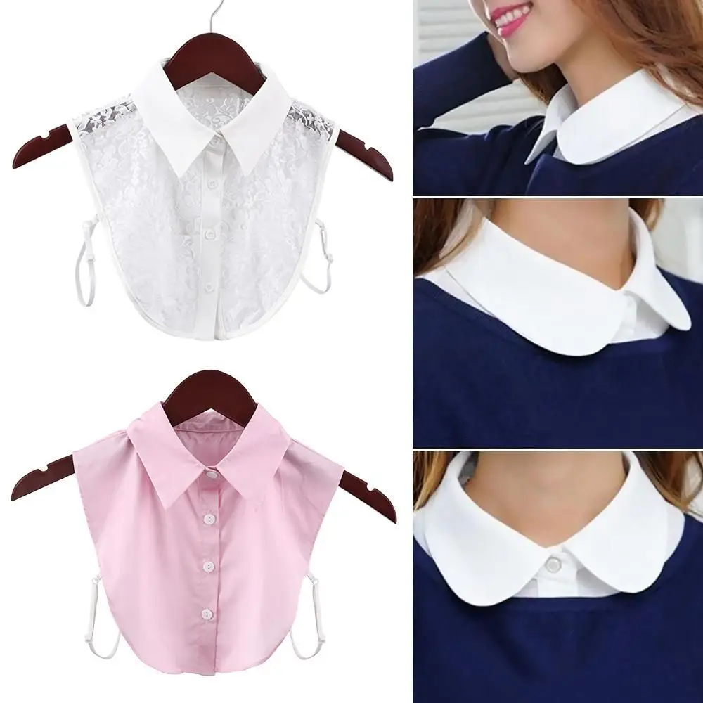 

1PC Cotton Lace Fake Collar Blouse Vintage Detachable Women Half Shirt False Tie Lapel Neckwear Sweater Top Clothes Accessories