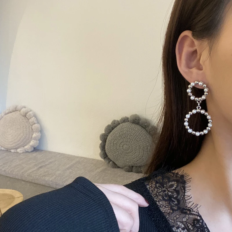 

Fashion Jewelry Big Round Drop Earrings Hot Selling 2021 New Design Simulated Pearl Dangle Earrings For Women Gifts