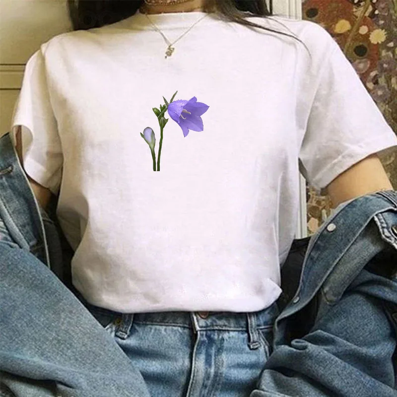 

Graphic T Shirts T-shirts Flower Women Clothing Tops Women's Summer White Shirt Short Sleeve Crop Top Female Women-clothing Tee