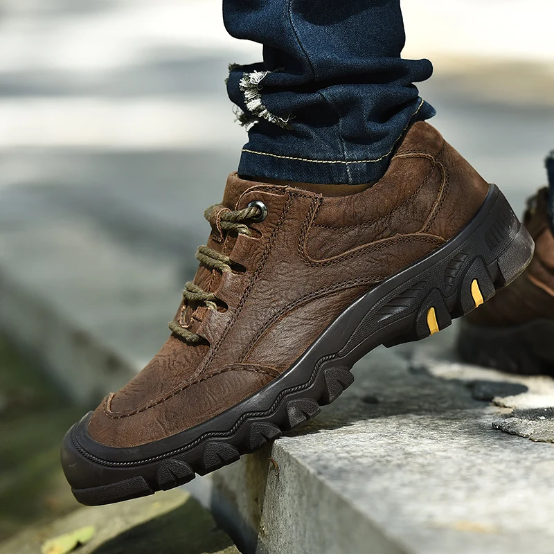 Мужская обувь из натуральной кожи Уличные оксфорды на шнуровке Нескользящая