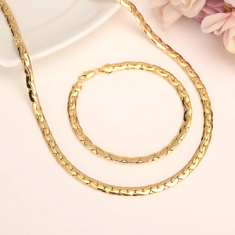 

New Jewelry men Necklace Wholesale Trendy 50MM 7MM Width snack Chain Men Necklace Bracelet Ethiopian boy Jewelry Sets gifts